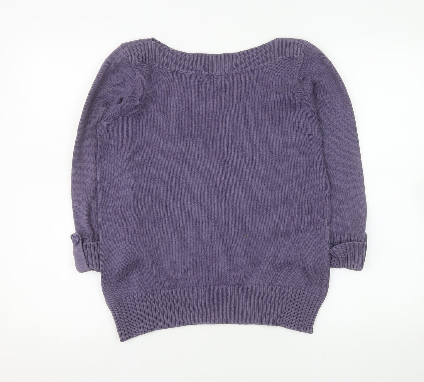 Marks & Spencer Women’s Purple Cotton Knit 3/4 Sleeve Pullover Jumper UK 12