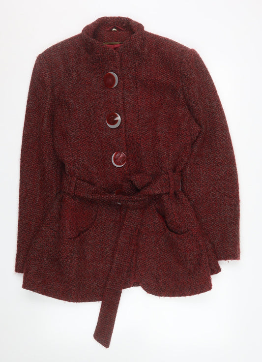 Klass Collection Women's Red Wool Blend Belted Coat Size 16