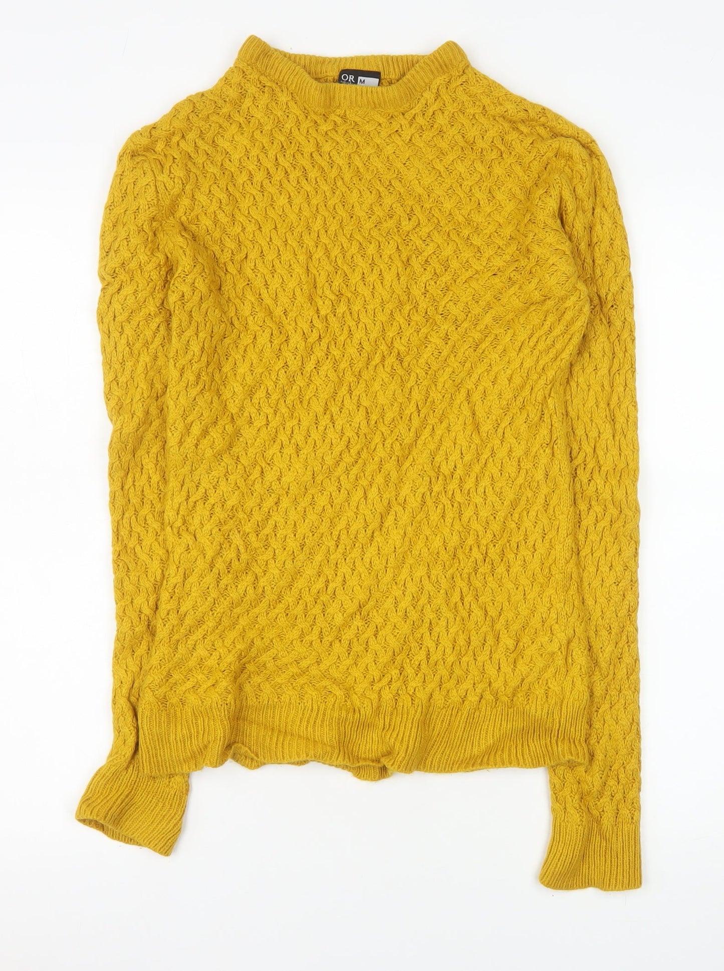Oakridge Women Mustard Cable-Knit Jumper Medium Acrylic Pullover