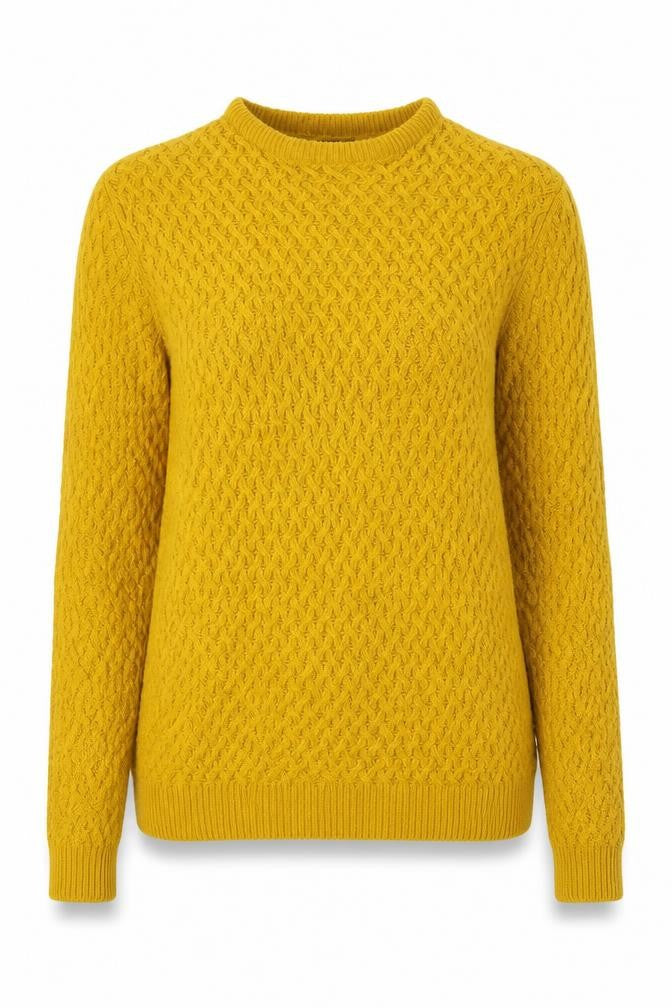 Oakridge Women Mustard Cable-Knit Jumper Medium Acrylic Pullover
