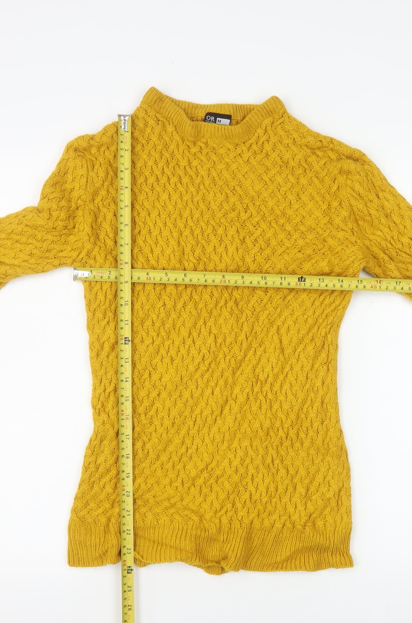 Oakridge Women Mustard Cable-Knit Jumper Medium Acrylic Pullover