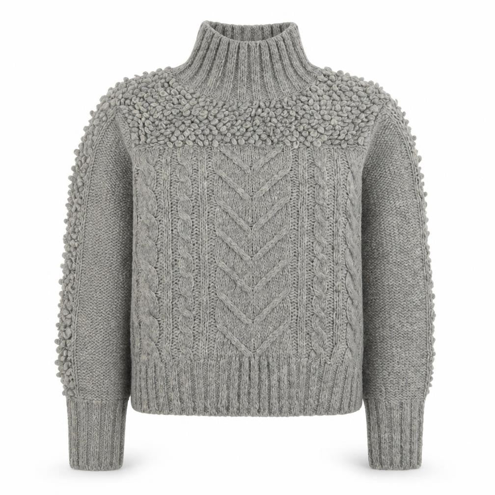 Myleene Klass Women’s Grey Chunky-Knit High Neck Jumper Size 10