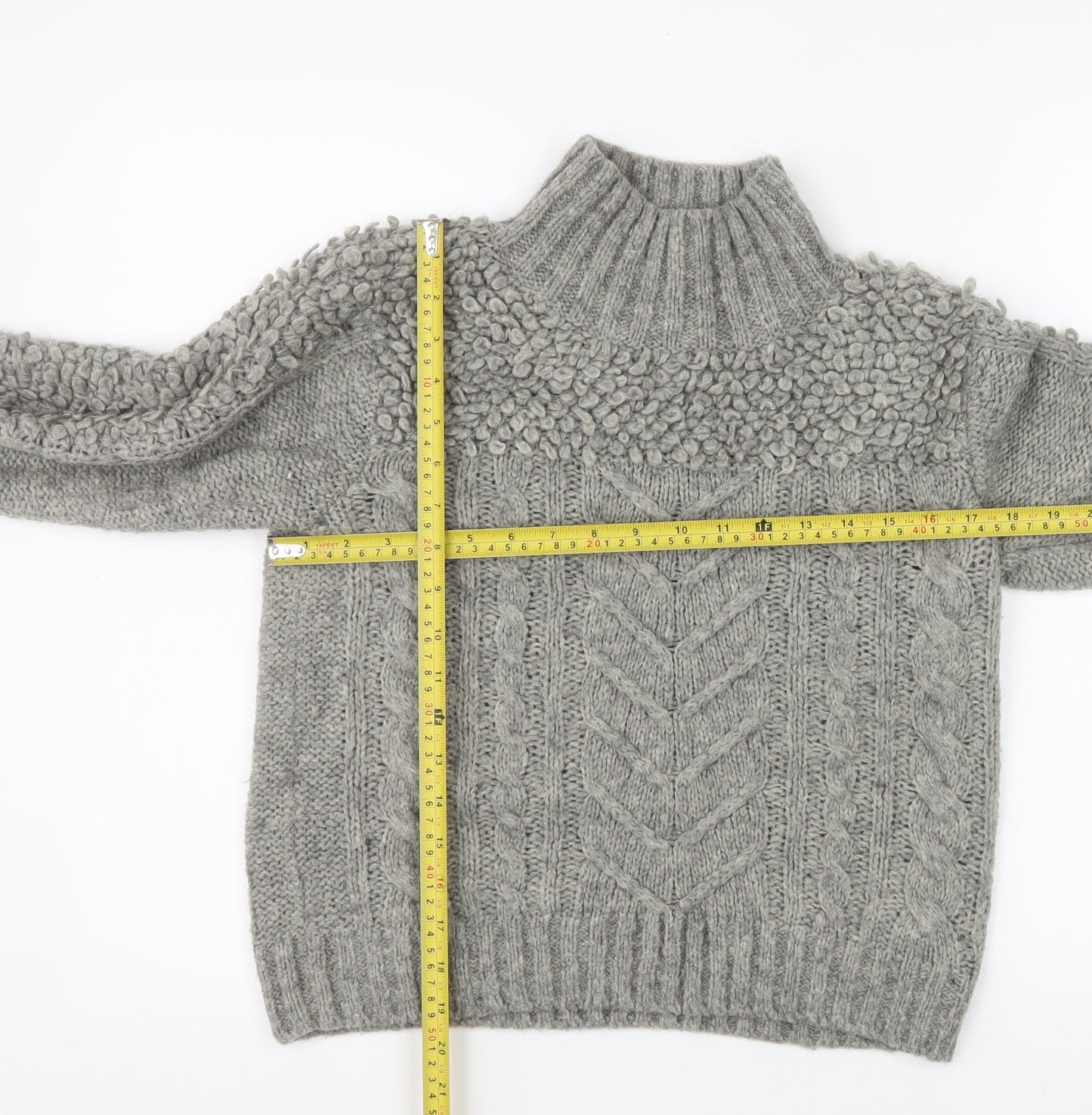 Myleene Klass Women’s Grey Chunky-Knit High Neck Jumper Size 10
