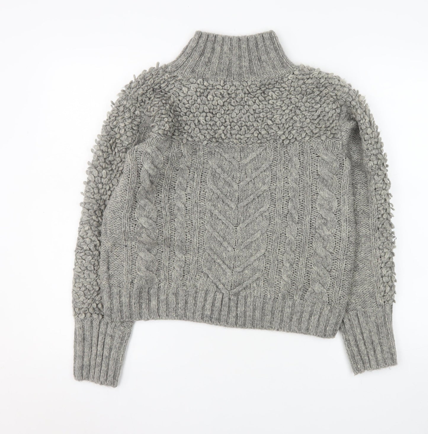 Myleene Klass Women’s Grey Chunky-Knit High Neck Jumper Size 10