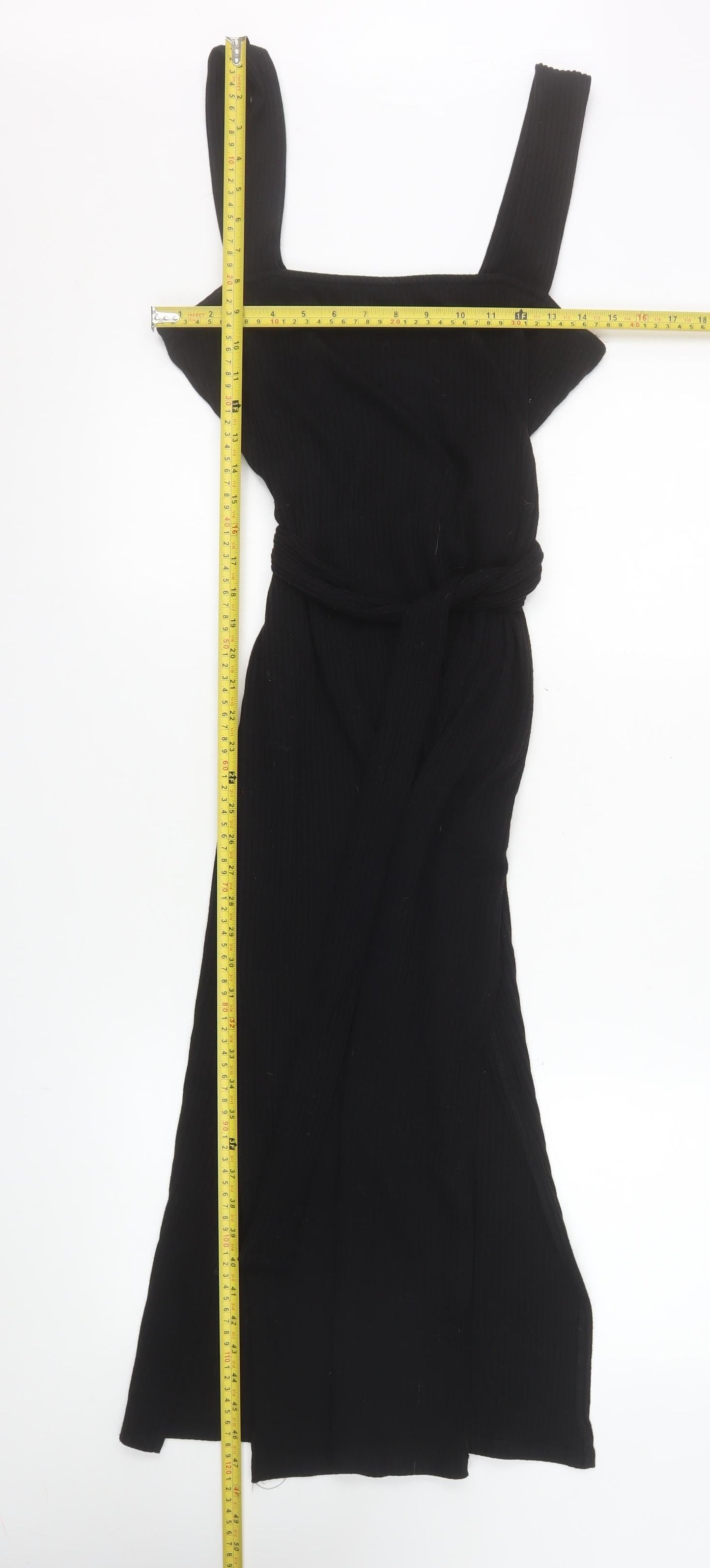 Miss Selfridge Women’s Black Bodycon Midi Dress Size 14 Stretch Knit