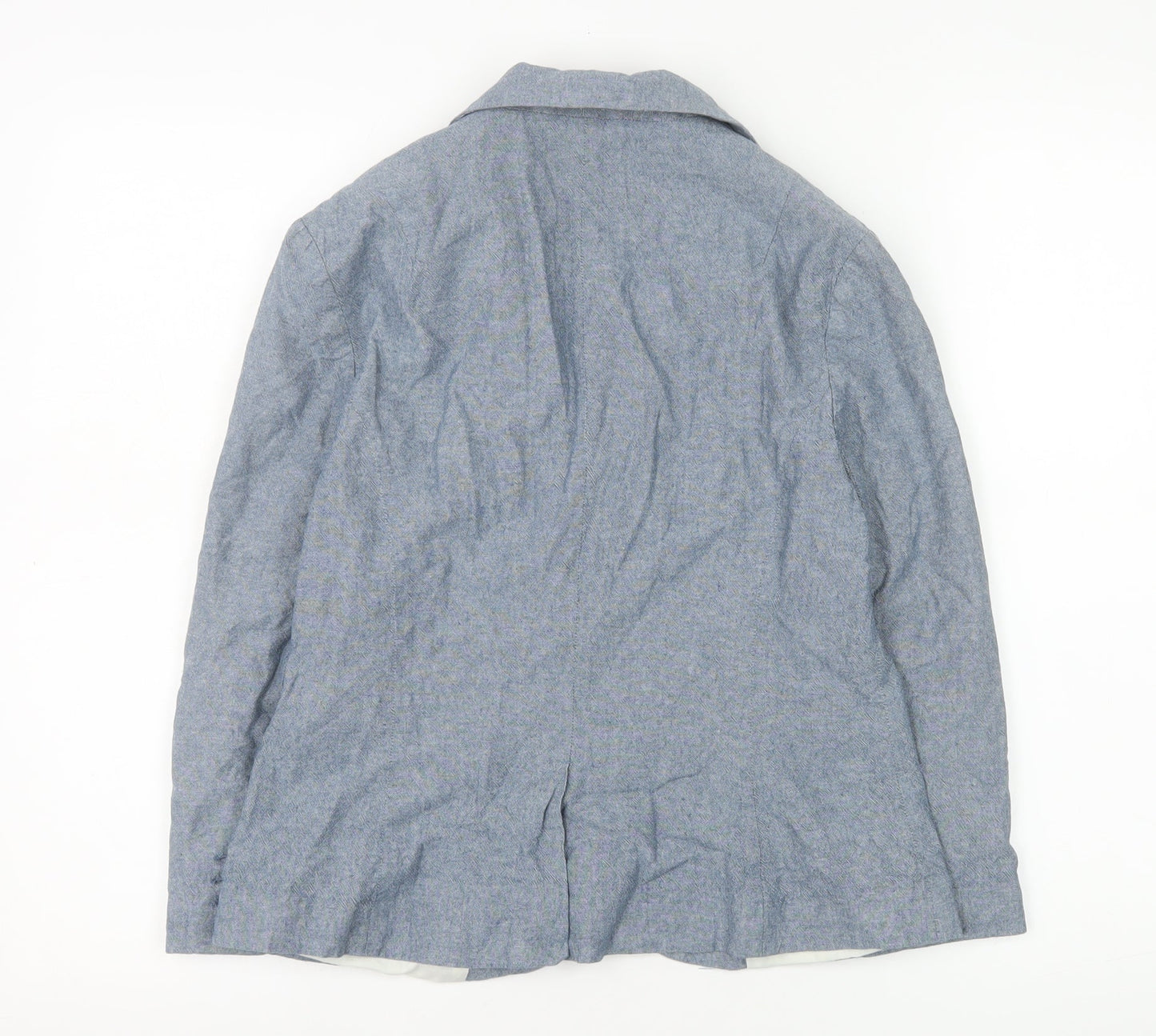 New Look Women Blue Cotton Single-Breasted Blazer Size 12