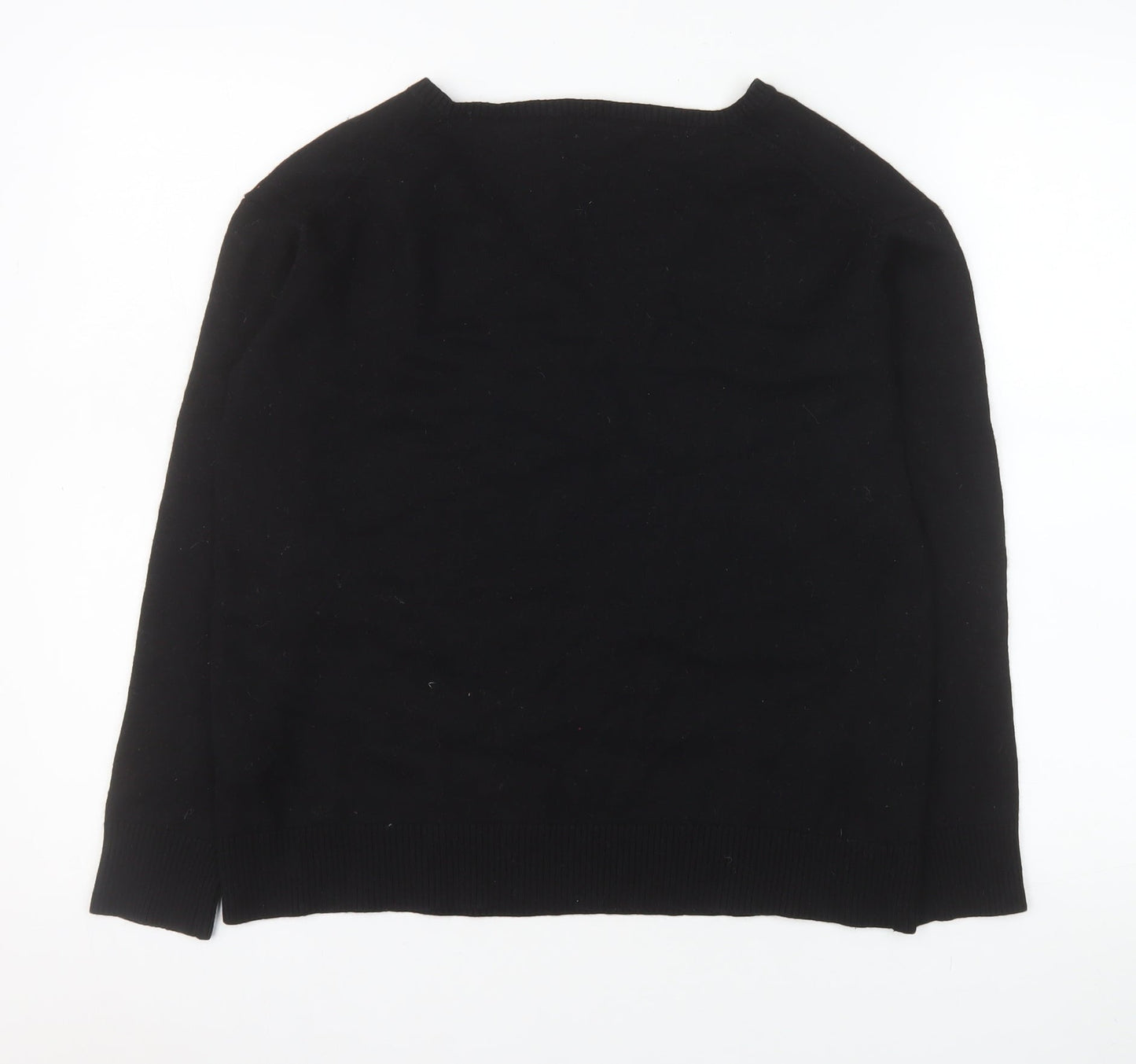 Hush Womens Black Star V-Neck Lightweight Knit Jumper Size S