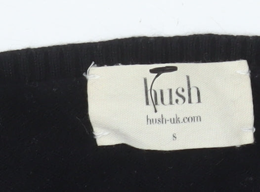 Hush Womens Black Star V-Neck Lightweight Knit Jumper Size S