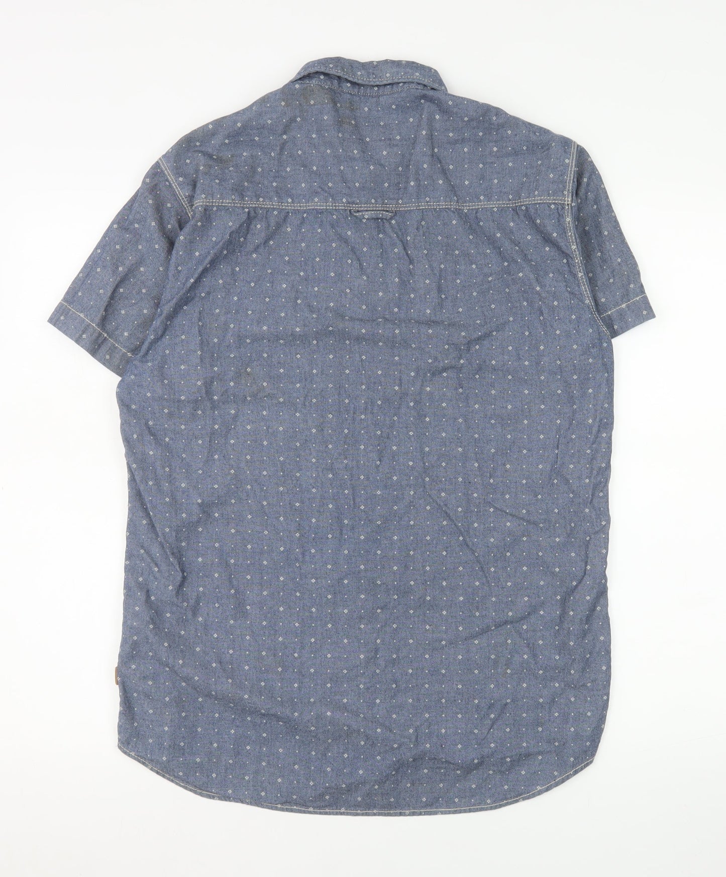 Diesel Men Blue Short Sleeve Cotton Button-Up Shirt M