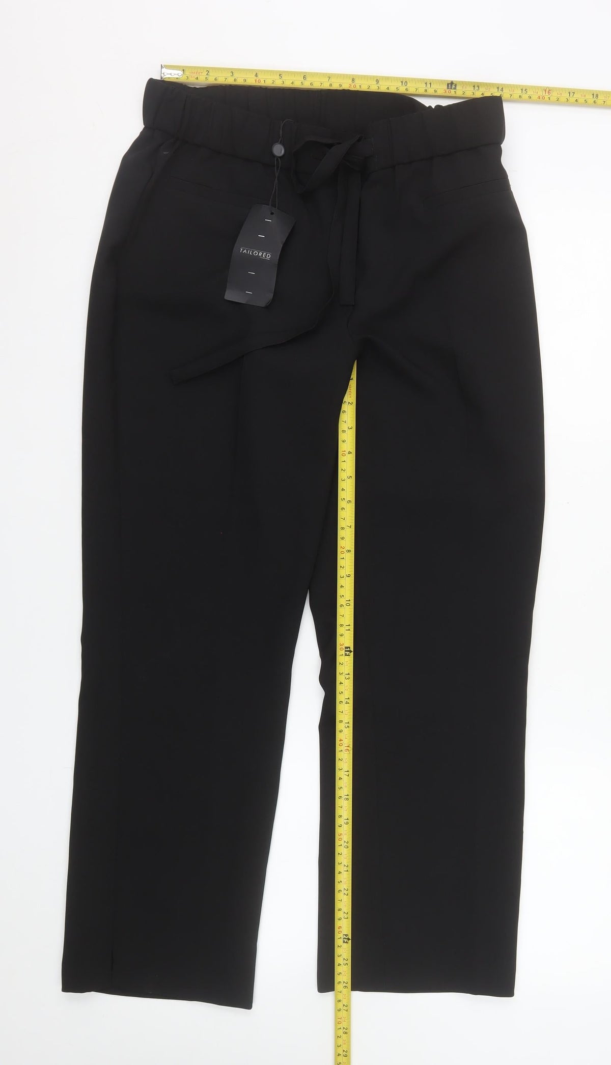 Women's Black Tailored Elastic Waist Trousers Size 12 Workwear