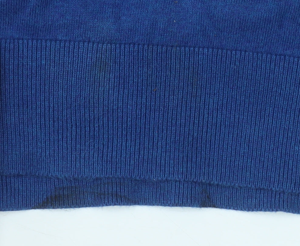 Marks and Spencer Men's Blue Cotton Blend Long Sleeve Polo 2XL