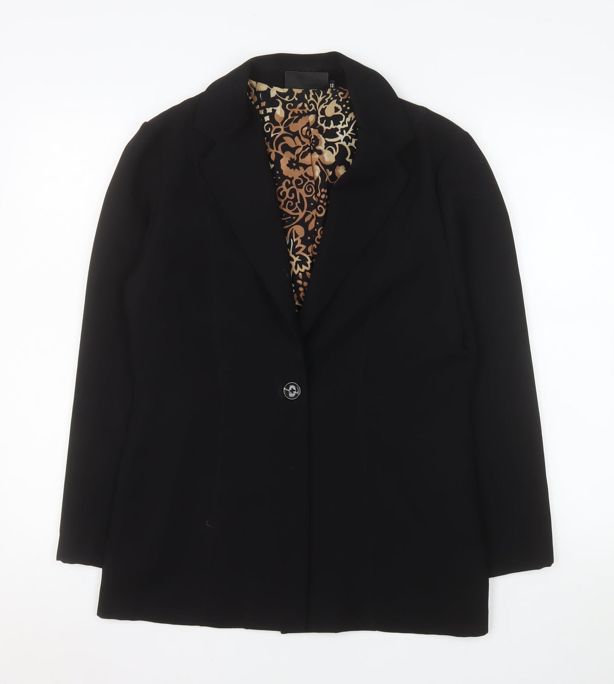 Warp + Weft Women's Black Blazer Size 12 Lined Single-Breasted Jacket