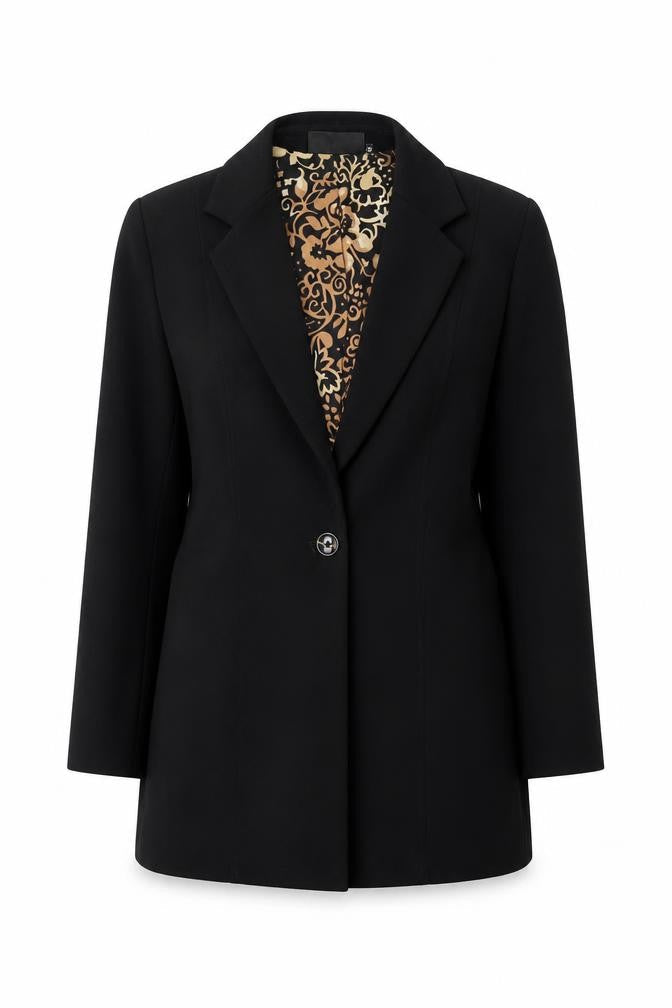 Warp + Weft Women's Black Blazer Size 12 Lined Single-Breasted Jacket