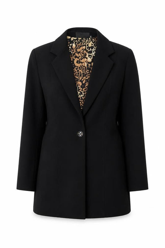 Warp + Weft Women's Black Blazer Size 12 Lined Single-Breasted Jacket