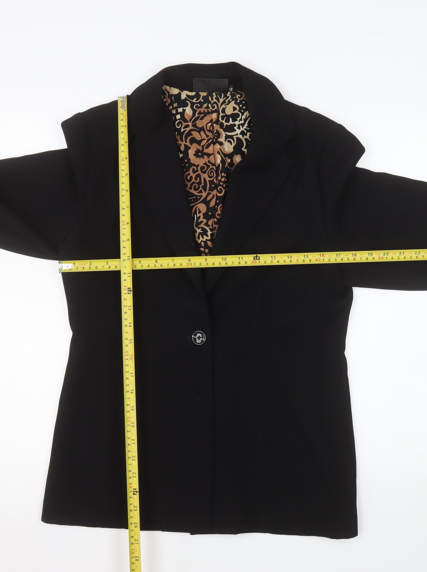 Warp + Weft Women's Black Blazer Size 12 Lined Single-Breasted Jacket