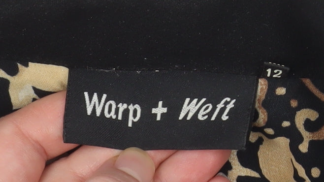 Warp + Weft Women's Black Blazer Size 12 Lined Single-Breasted Jacket