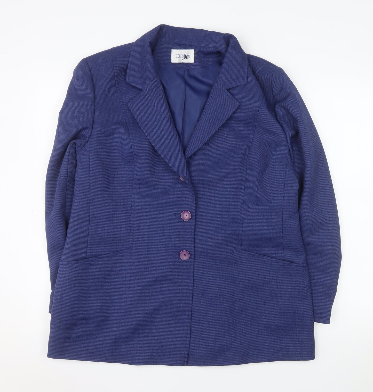 Eastex Women's Blue Size 16 Classic Two-Button Blazer