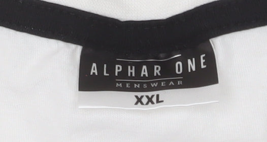 Alphar One Mens White 2XL Funny Graphic Cotton Crew Neck T-Shirt