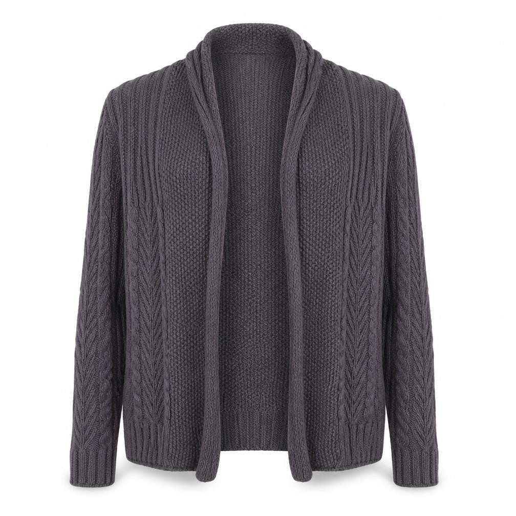 Marks & Spencer Women’s Grey Cable Knit Long Sleeve Open Cardigan Size 8