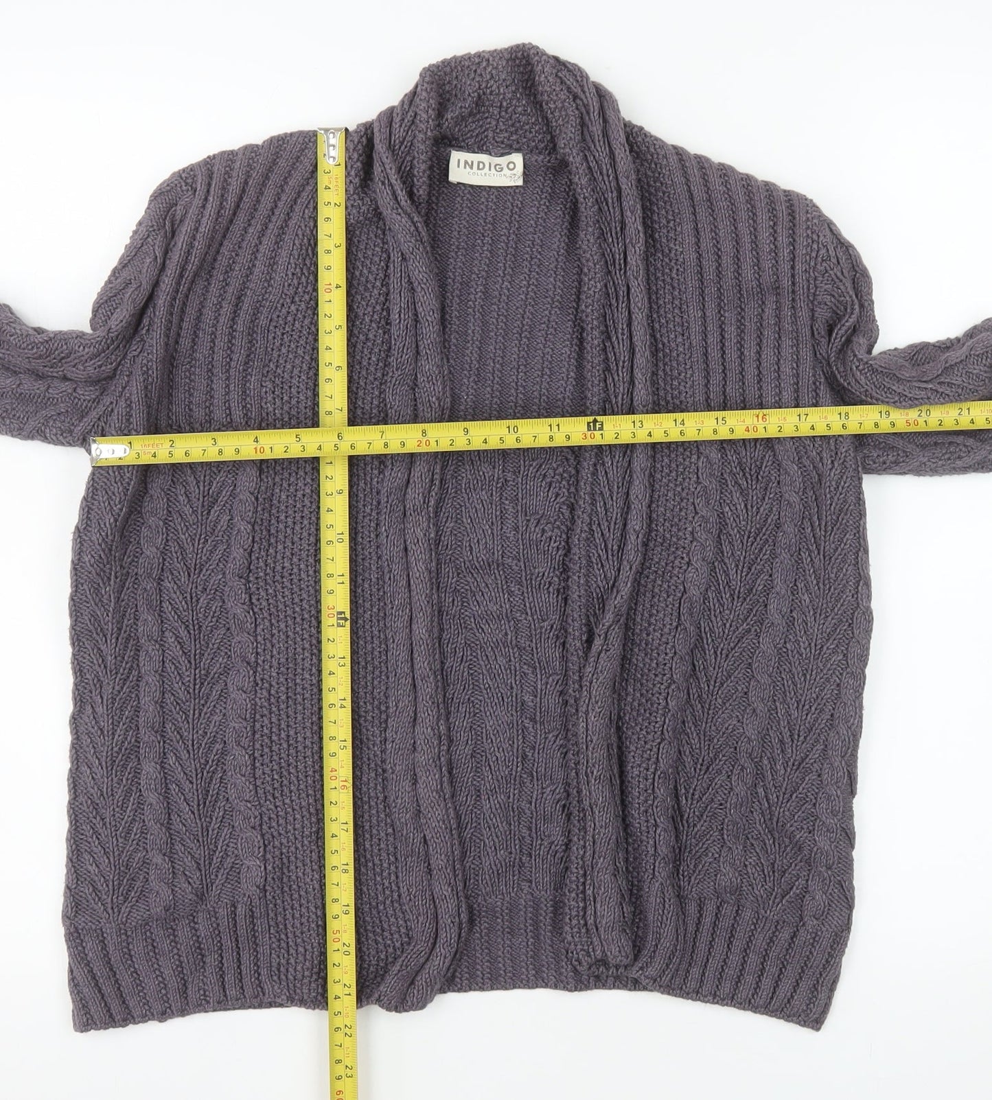 Marks and Spencer Women’s Grey Cable Knit Long Sleeve Open Cardigan Size 8
