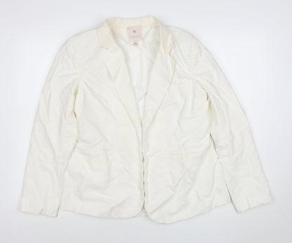 Eliane Rose Women's Ivory Linen Blend Single Breasted Blazer Size 14