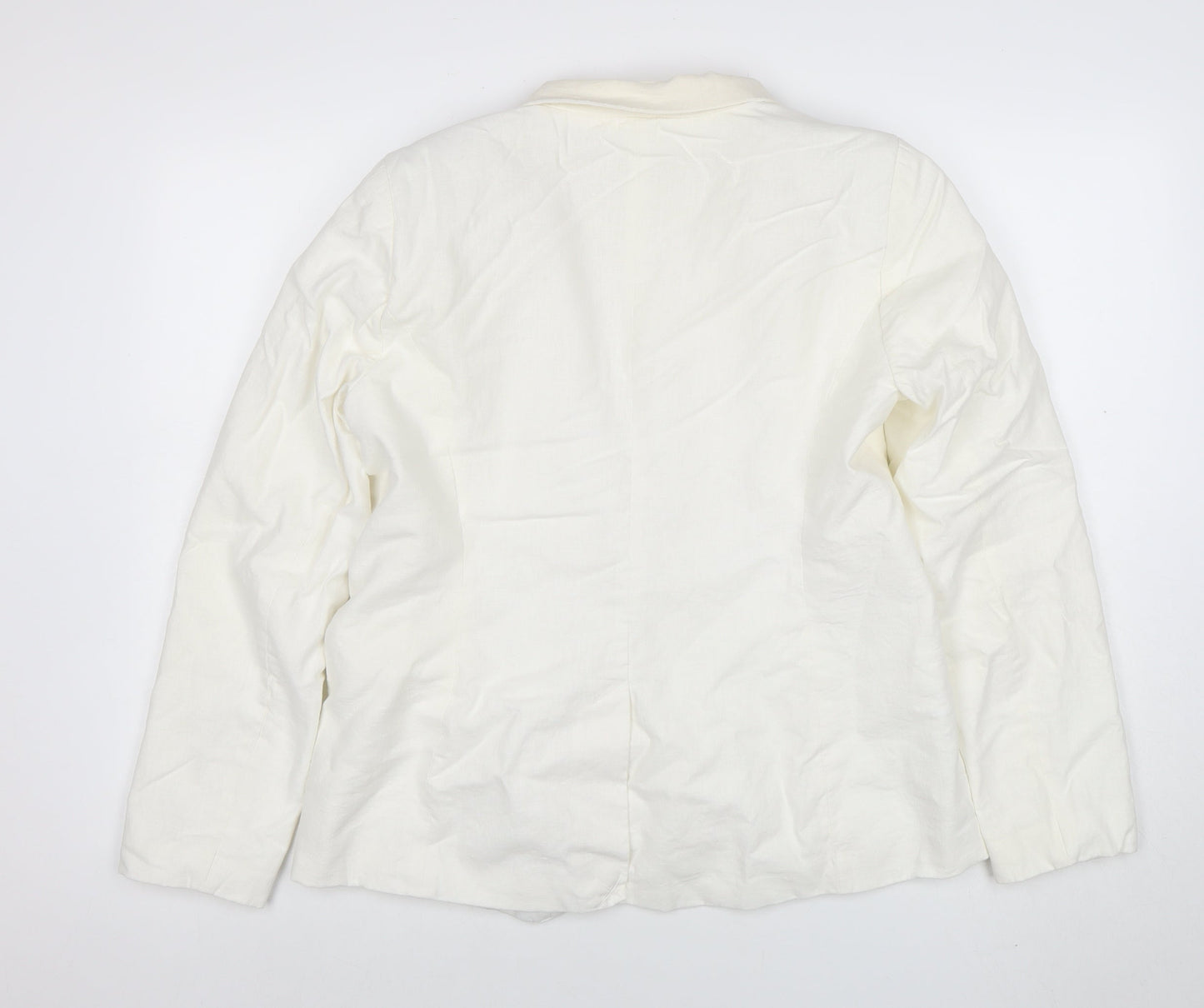 Eliane Rose Women's Ivory Linen Blend Single Breasted Blazer Size 14