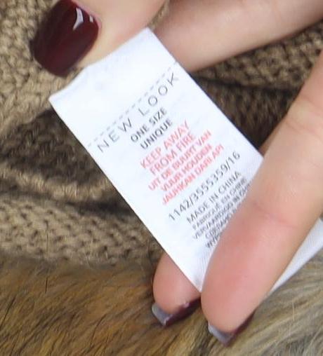 New Look Women’s Beige Knit Fur Trim Cape One Size