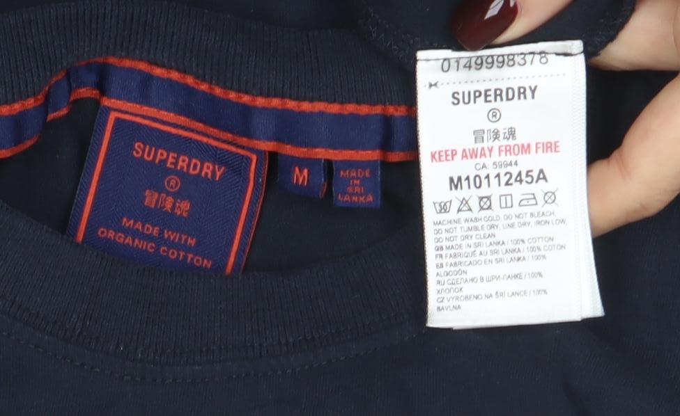 Superdry Men's Blue Organic Cotton Crew Neck T-Shirt Size M