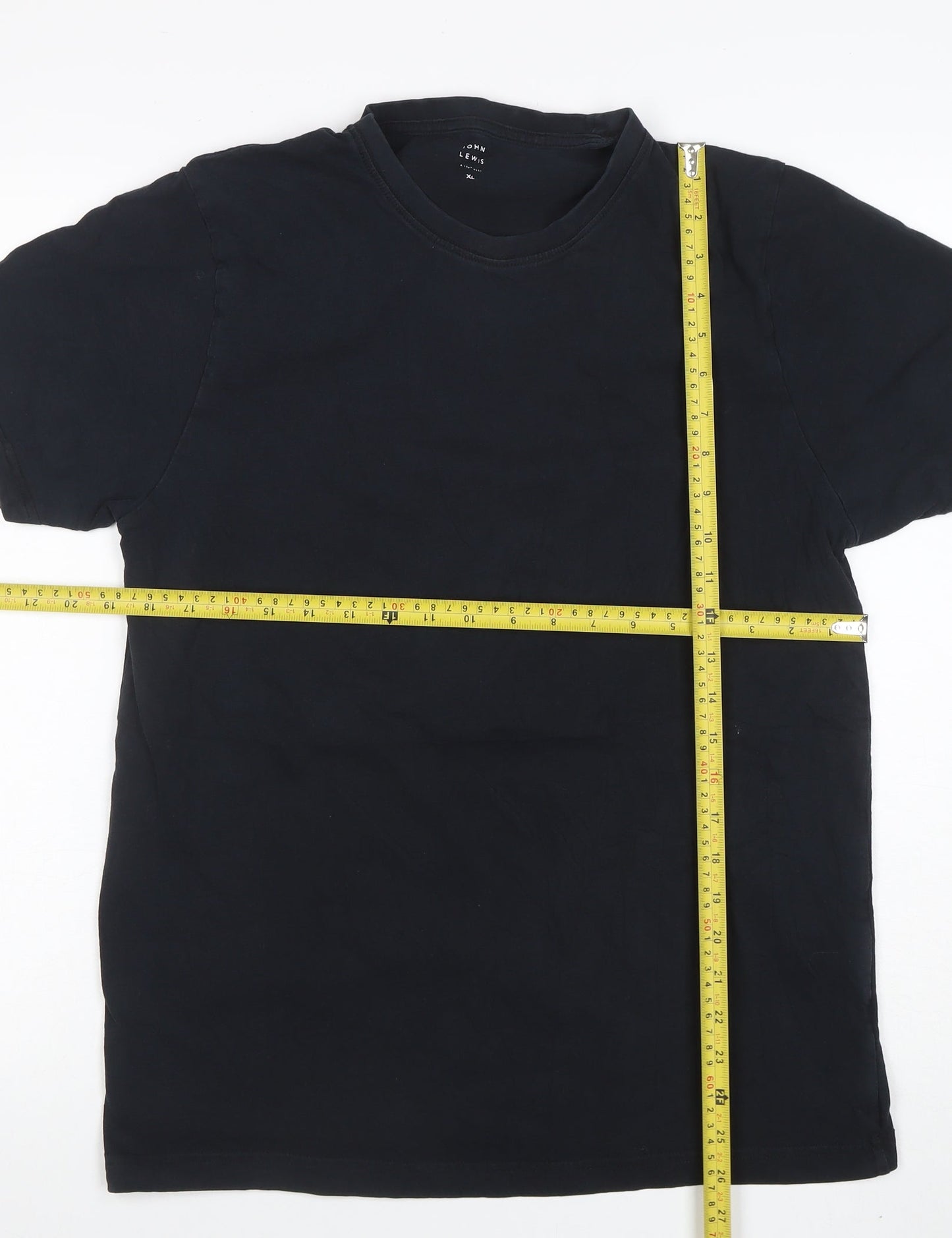 John Lewis Men’s Black Cotton Crew Neck XL T-Shirt