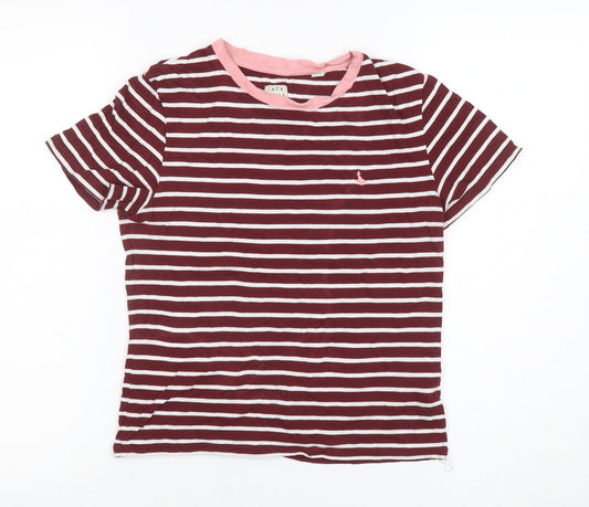 Jack Wills Womens Red Striped Cotton Modal T-Shirt UK 10
