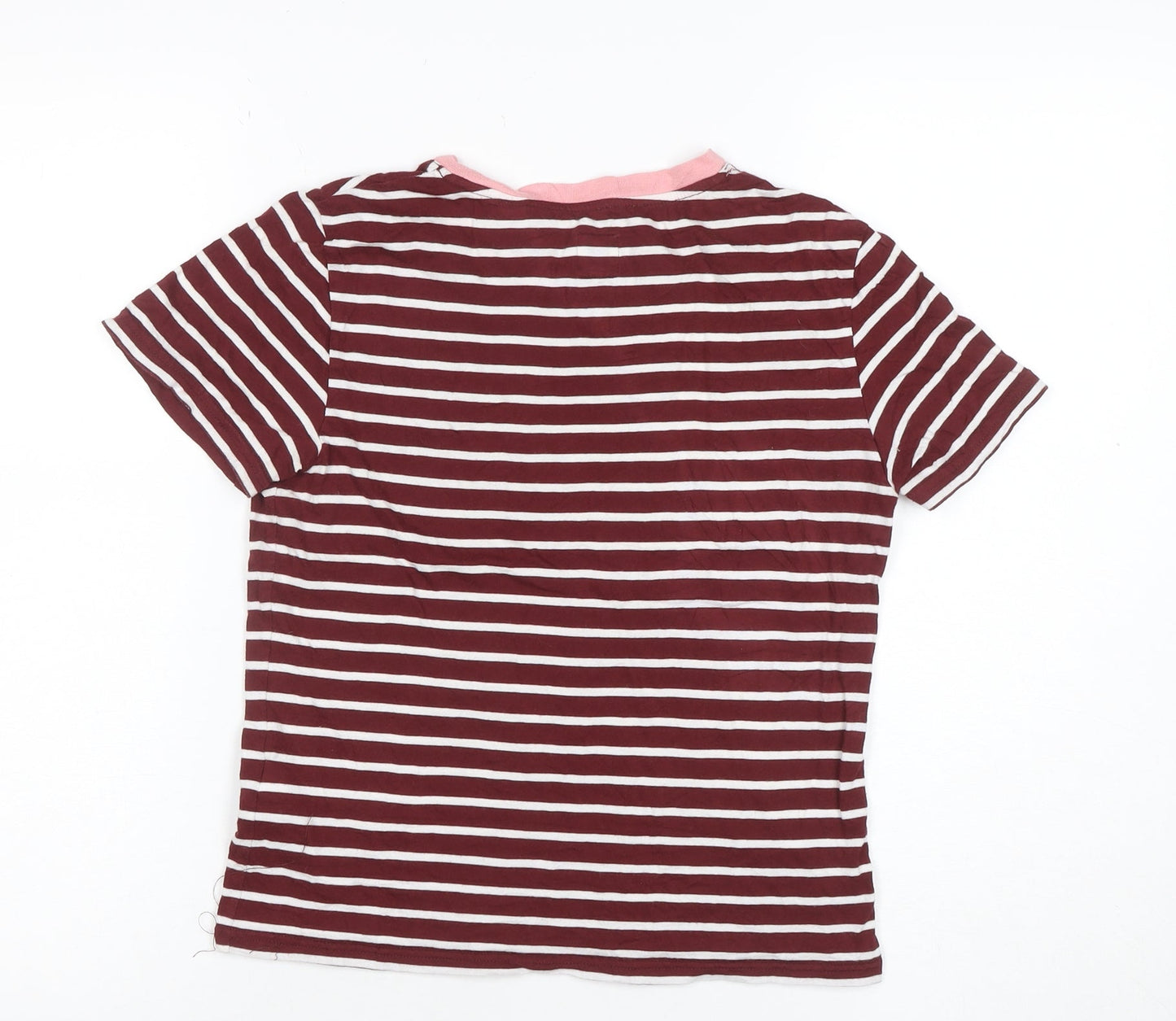 Jack Wills Womens Red Striped Cotton Modal T-Shirt UK 10