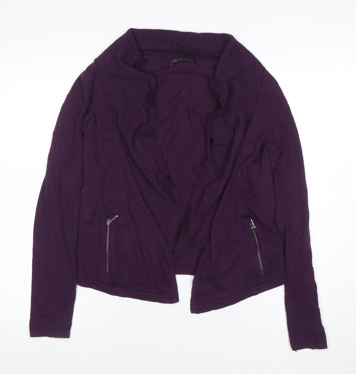 Marks and Spencer Women's Purple Size 10 Zip Accent Cardigan