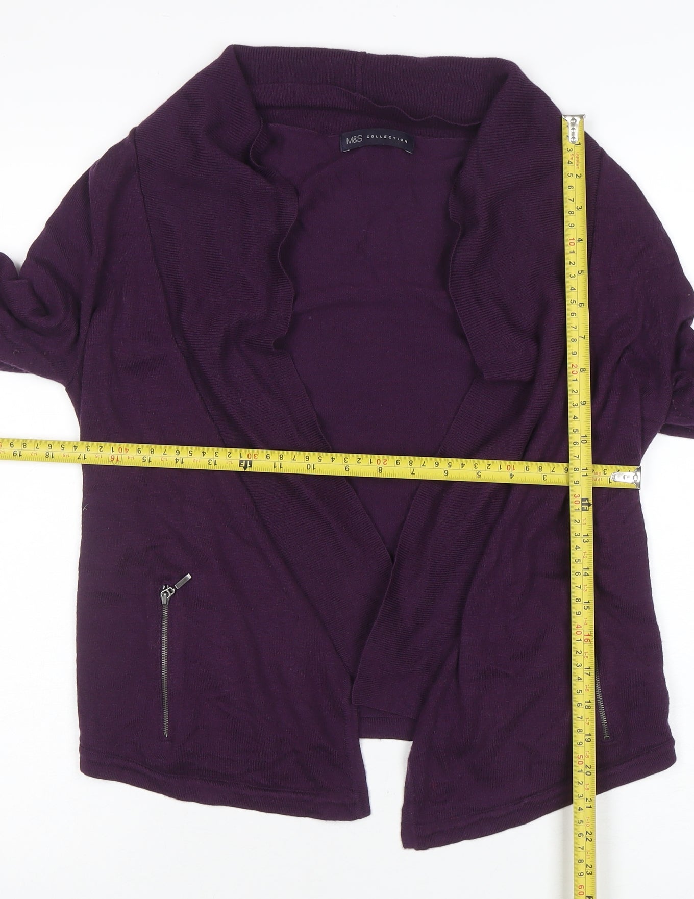 Marks and Spencer Women's Purple Size 10 Zip Accent Cardigan