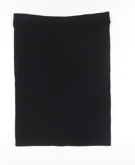 Jack Wills Women's Black Knit Stretch Pencil Skirt Size 10