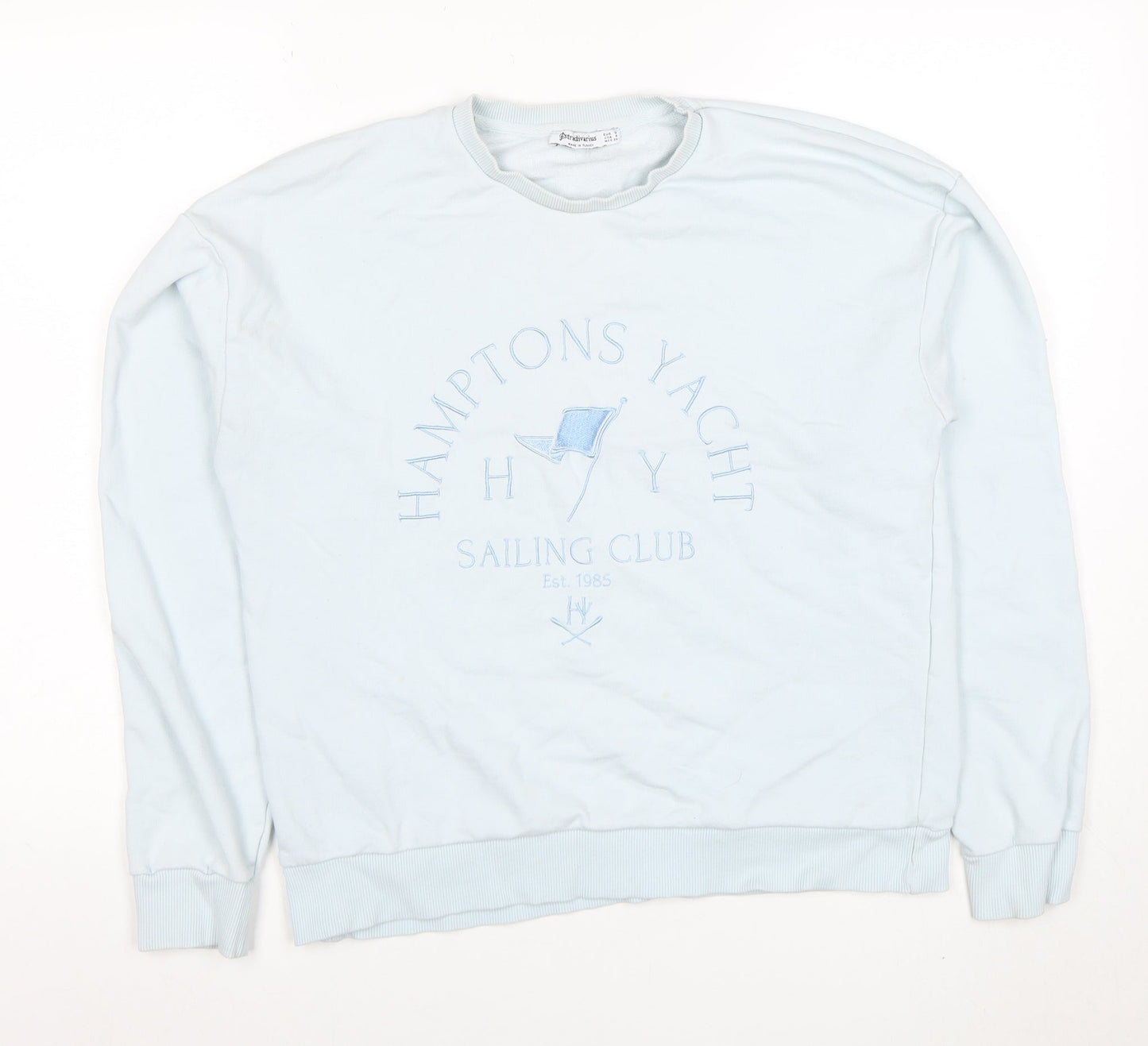 Stradivarius Women Blue Crew Neck Pullover Sweatshirt Size S