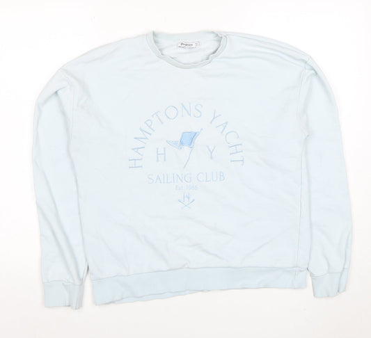 Stradivarius Women Blue Crew Neck Pullover Sweatshirt Size S