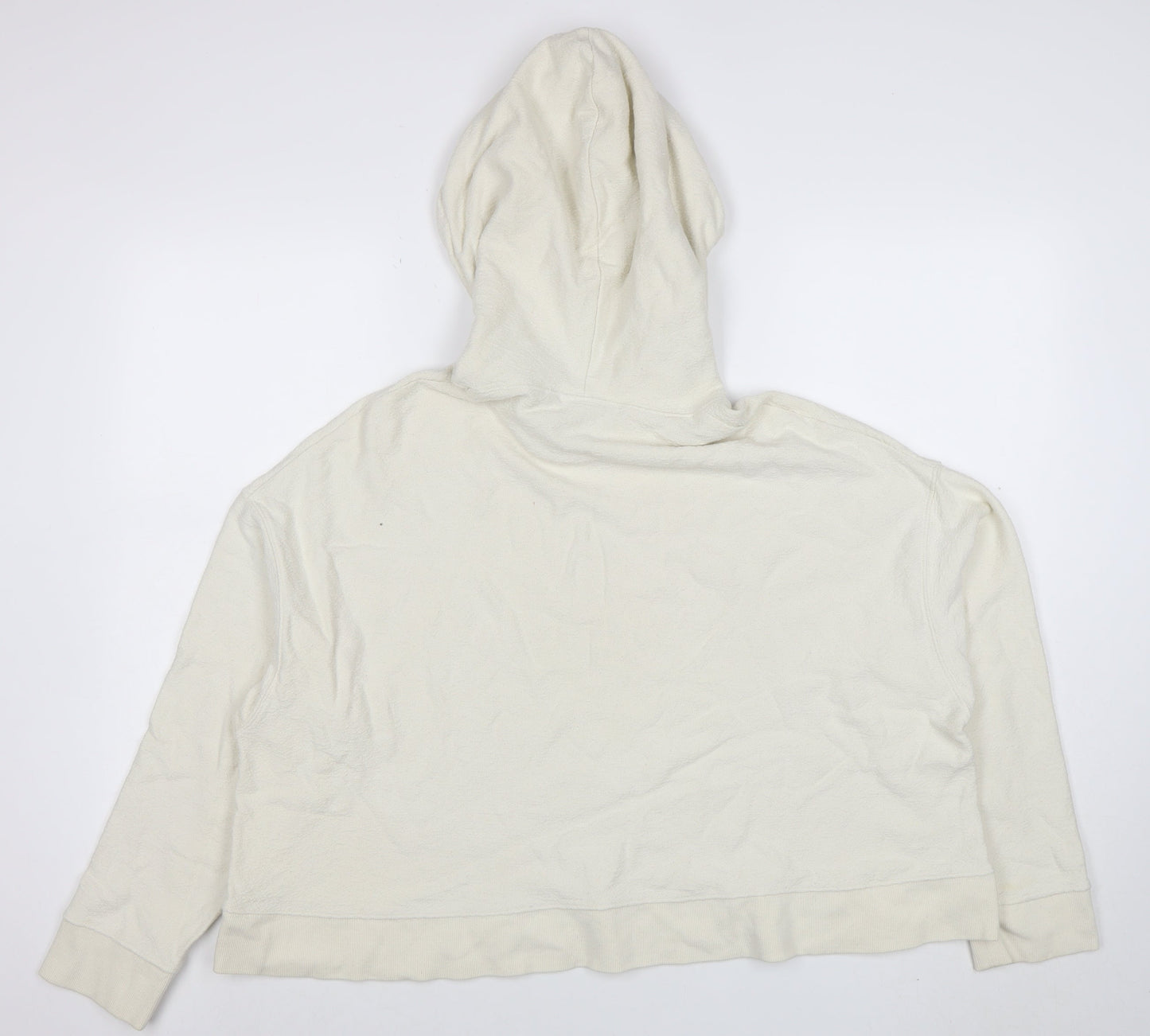 Weekday Women Ivory Cotton Blend Pullover Hoodie L Relaxed Fit