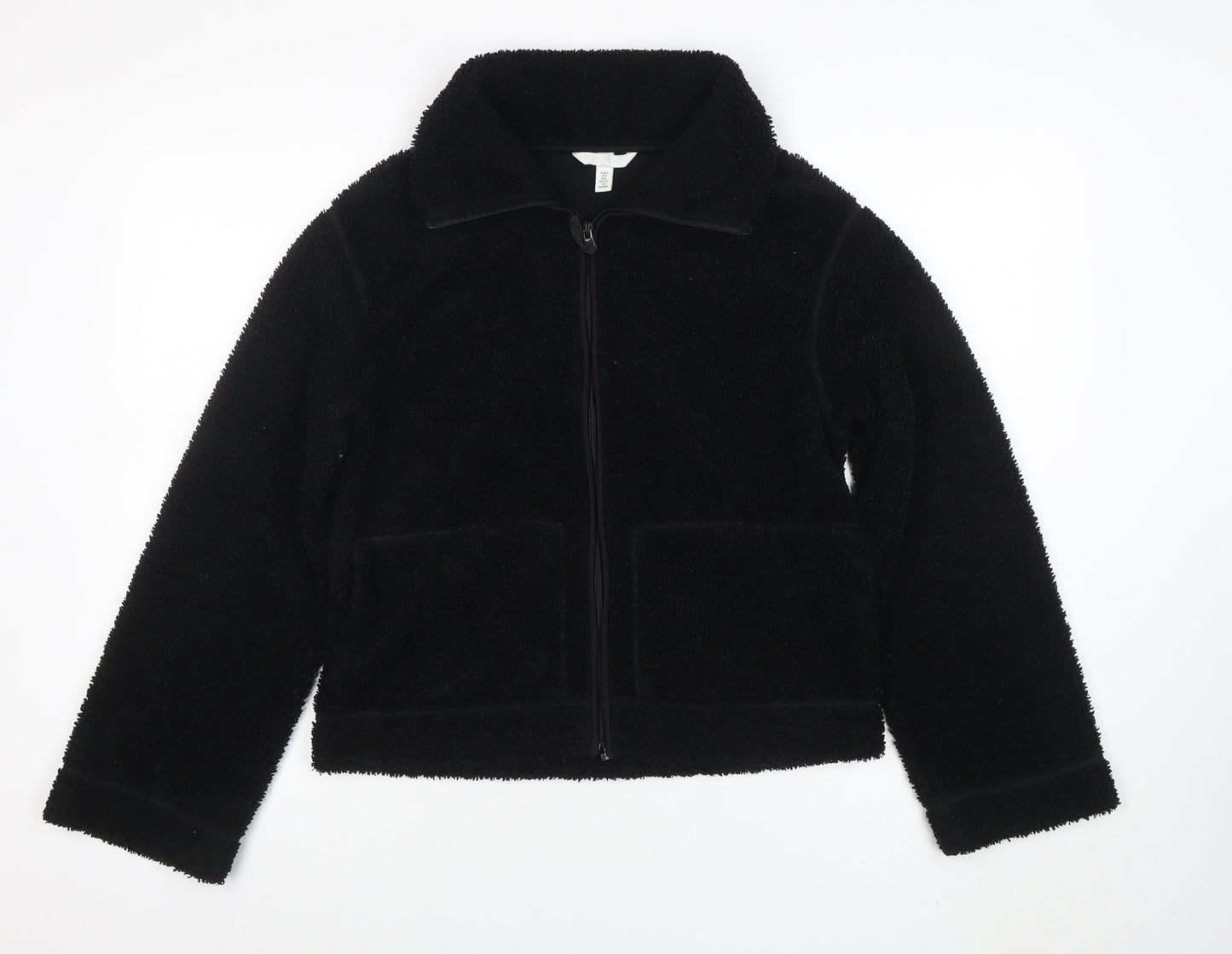 H&M Women’s Black Fleece Zip Jacket Size S Regular Fit
