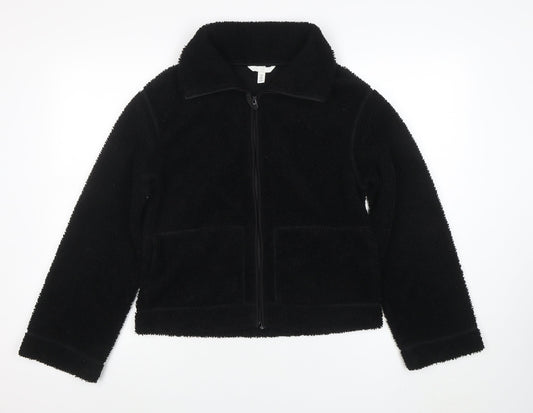 H&M Women’s Black Fleece Zip Jacket Size S Regular Fit