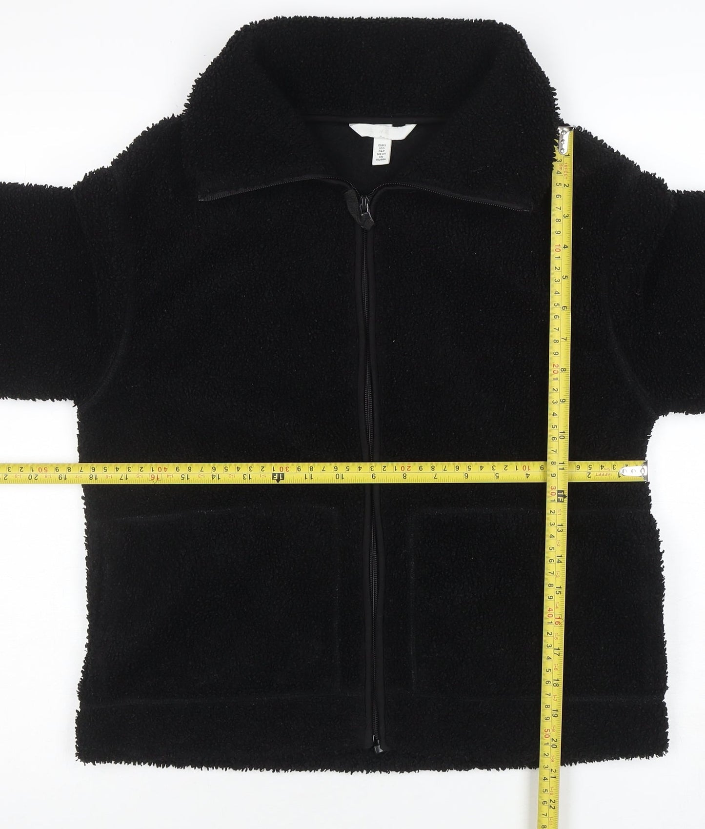 H&M Women’s Black Fleece Zip Jacket Size S Regular Fit