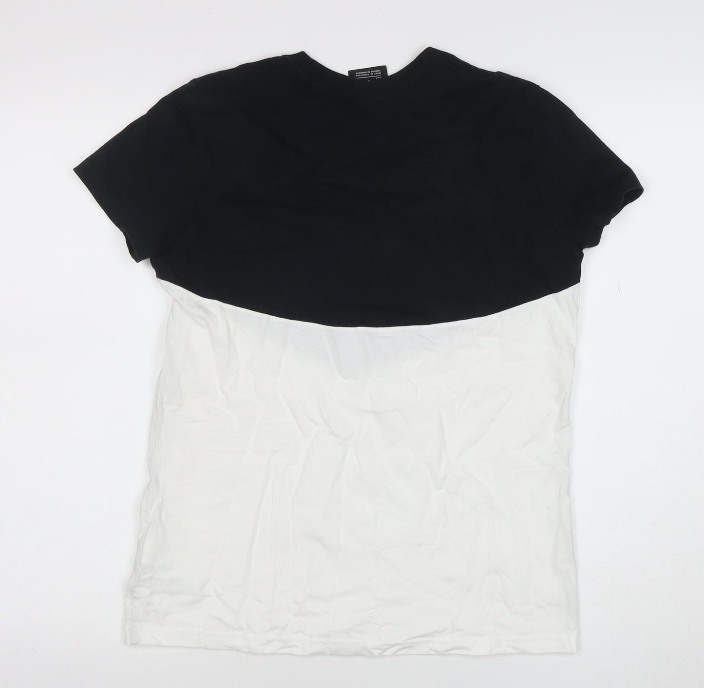 Nike Men's Black White Colourblock Logo Crew Neck Cotton T-Shirt M