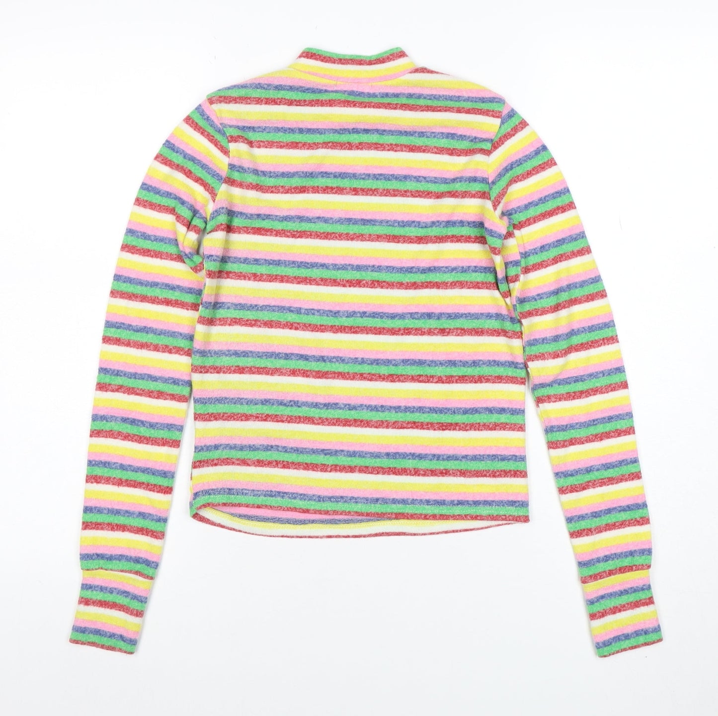 Poof New York Women’s Multicoloured Striped Mock Neck Jumper Size S