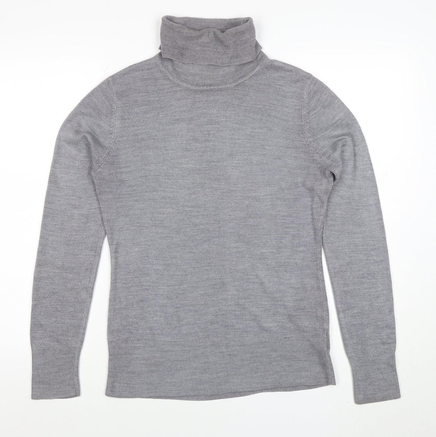 Next Women Grey Merino Wool Roll Neck Jumper Size 12