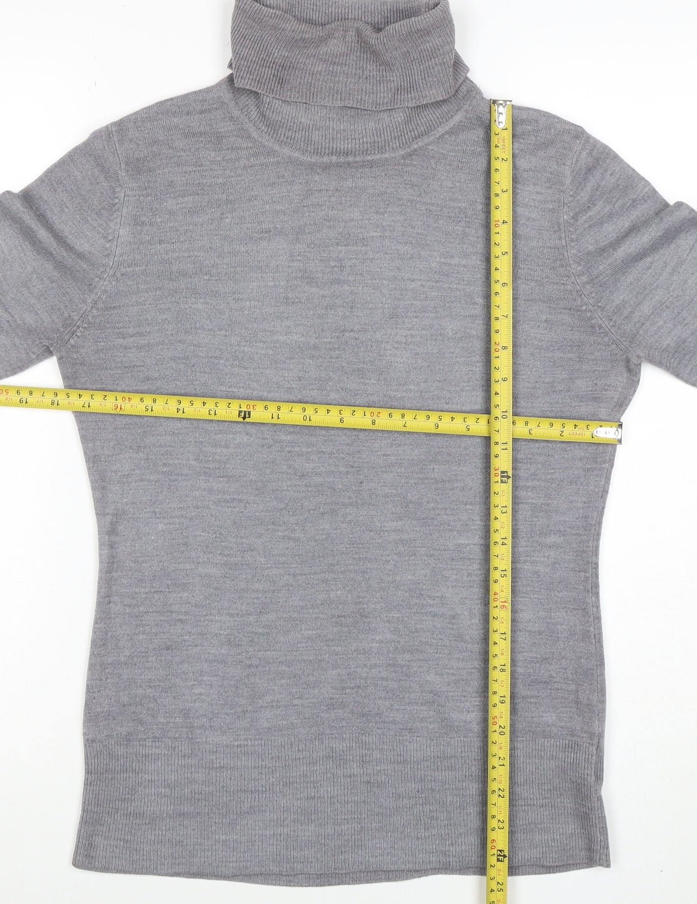 Next Women Grey Merino Wool Roll Neck Jumper Size 12