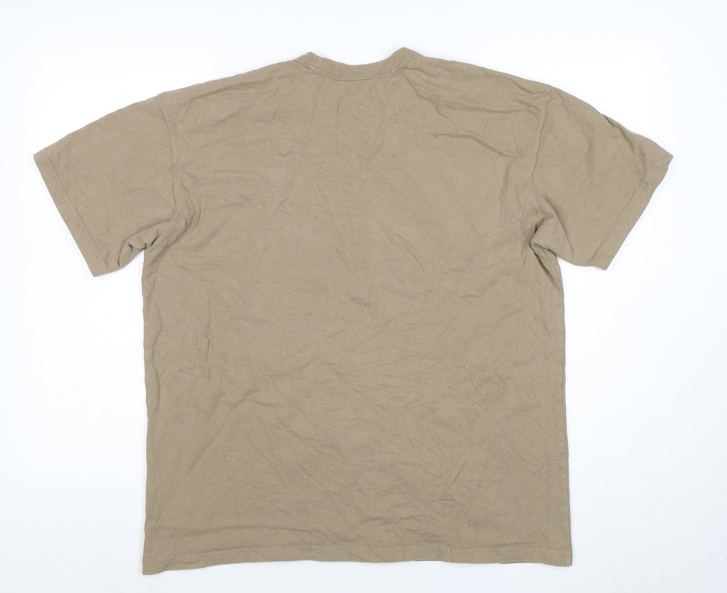 Nike Men's Beige Loose Fit Cotton Crew Neck T-Shirt Size M