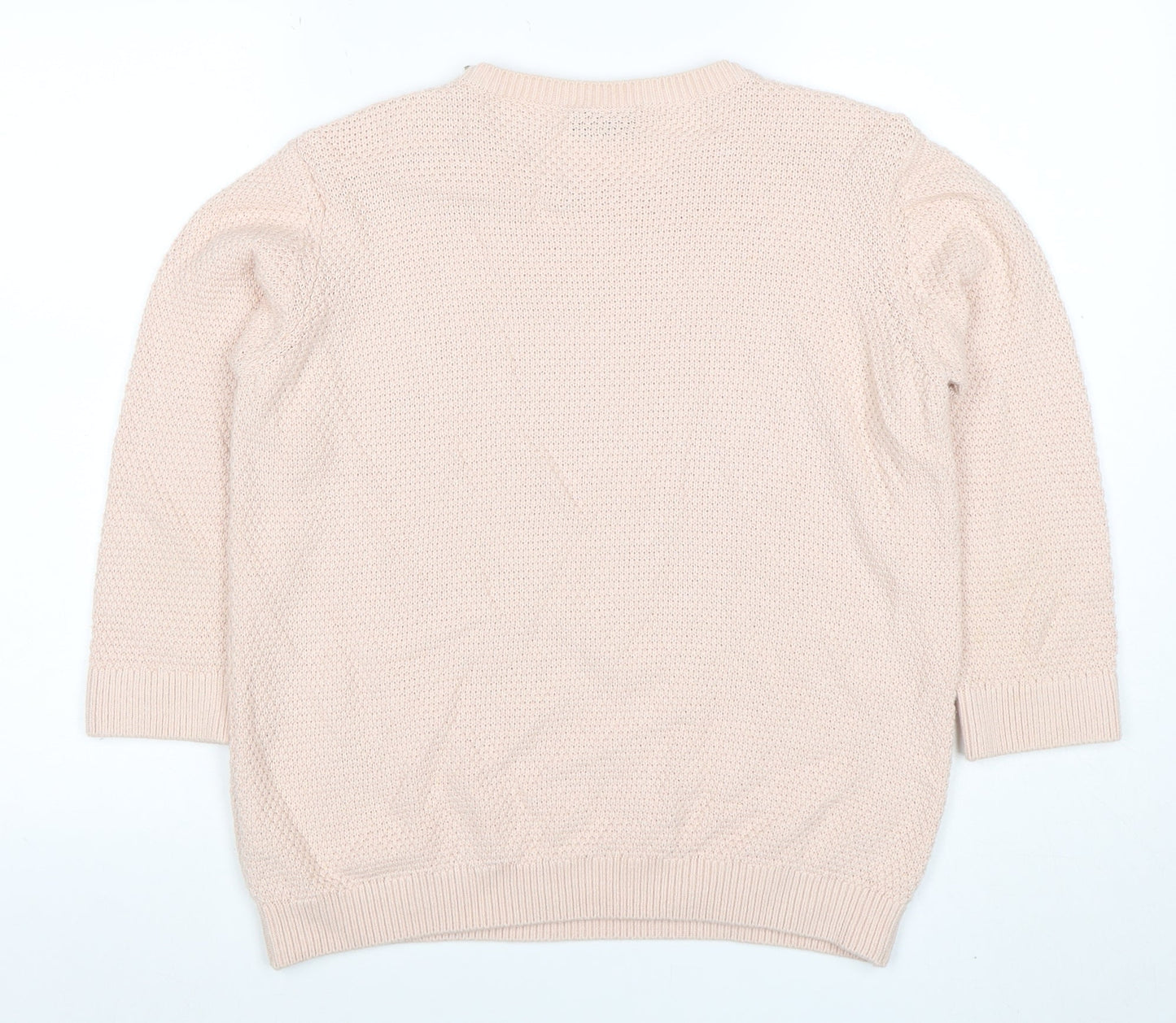 Wallis Women Beige Knit Zip Shoulder Jumper M 3/4 Sleeve