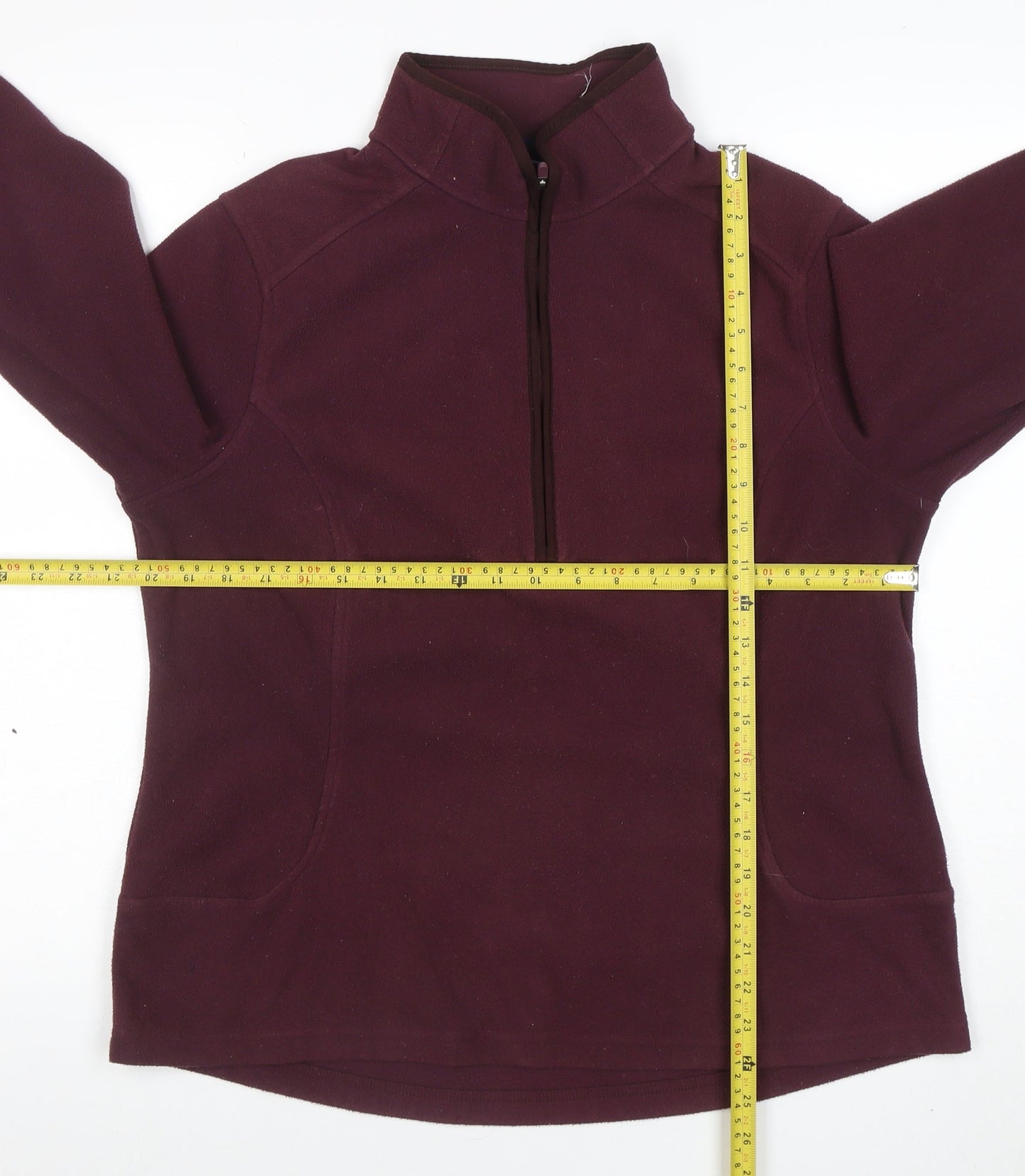 Lands' End Women's Burgundy Fleece 1/2 Zip Pullover Sweatshirt Size L