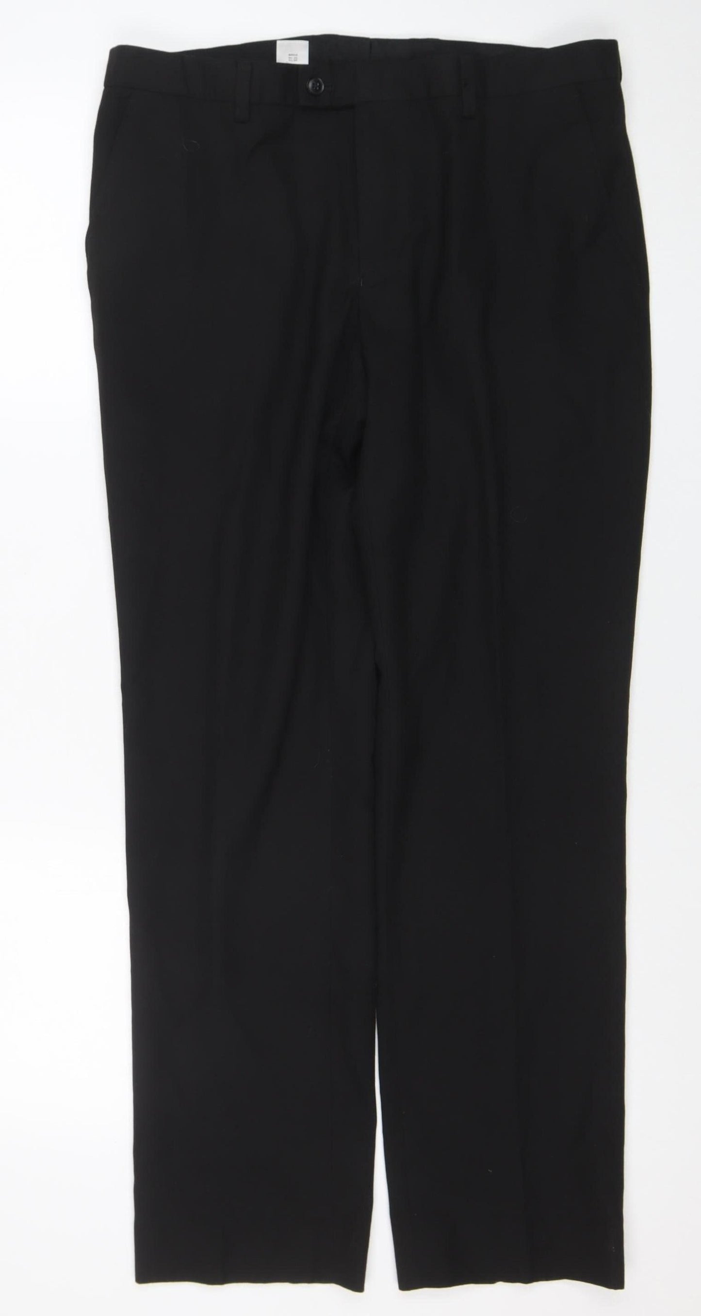 Next Men's Black Formal Trousers 34R Regular Fit Machine Washable