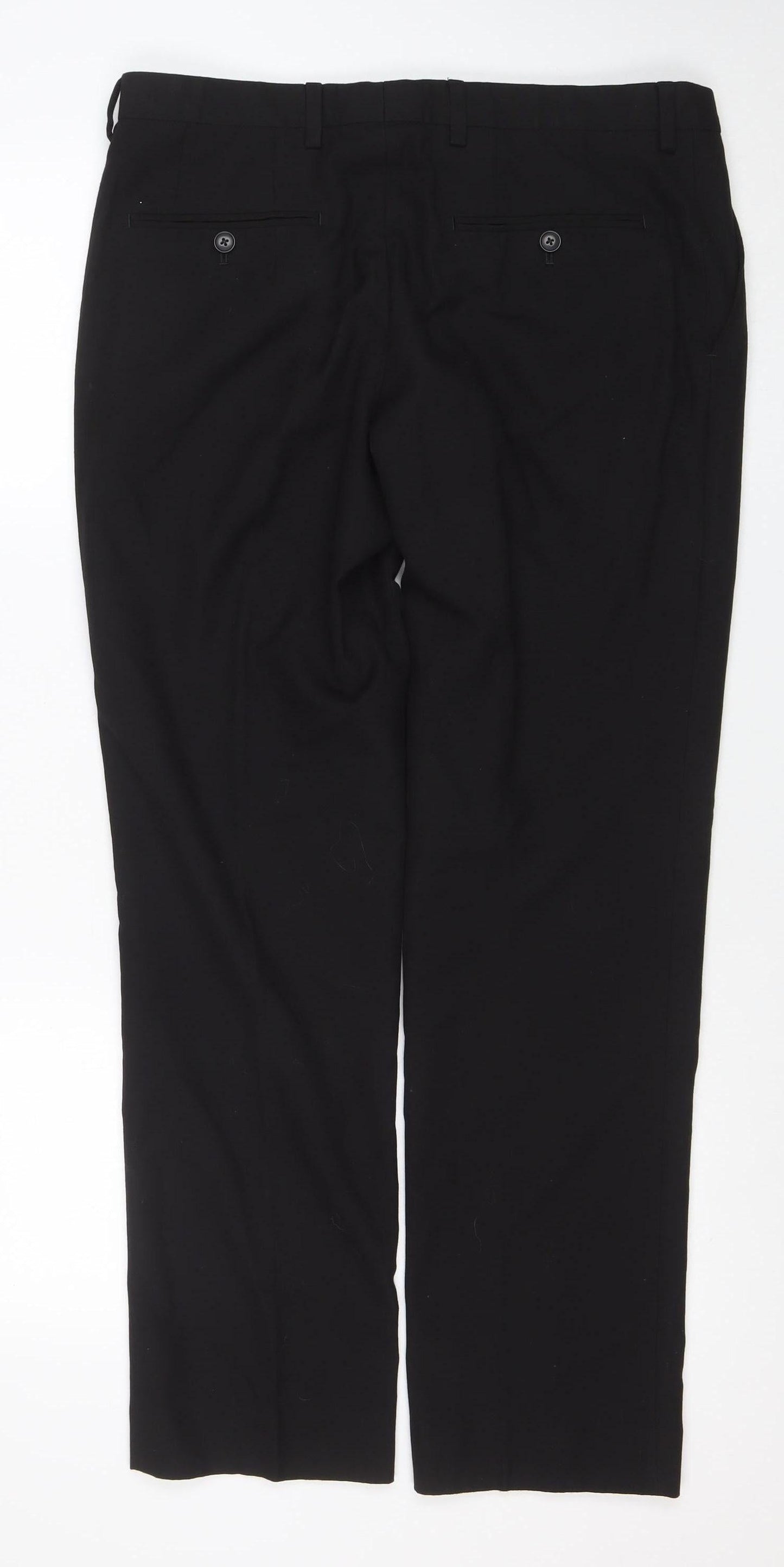 Next Men's Black Formal Trousers 34R Regular Fit Machine Washable