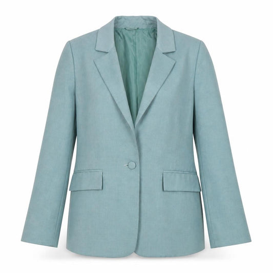 ASOS Women Teal Blue One-Button Long Blazer Jacket Size UK 6